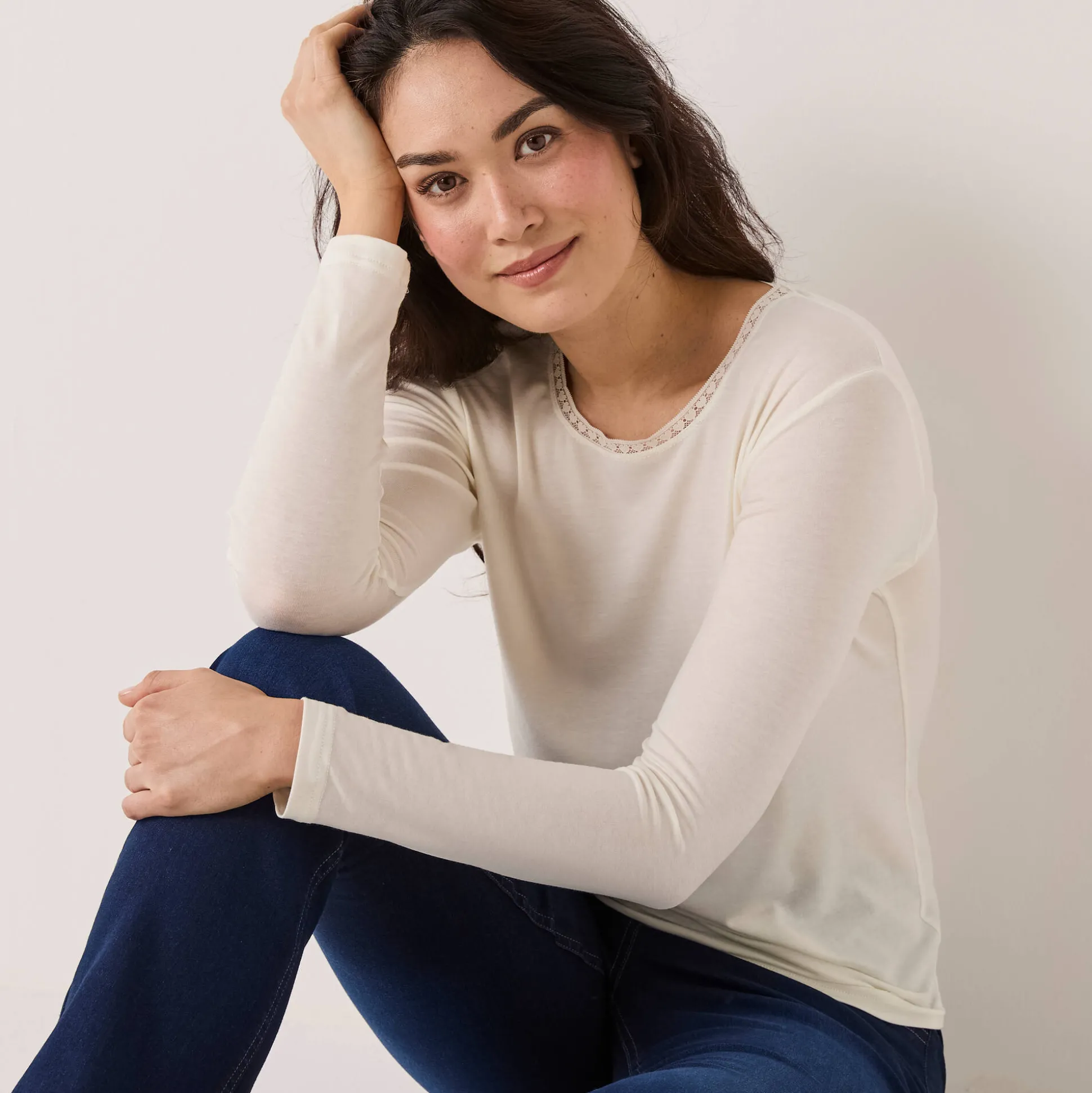 Warm T-shirt met lang mouwen in wolmix