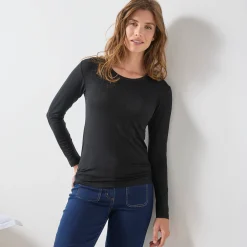 Warm T-shirt met lang mouwen in wolmix