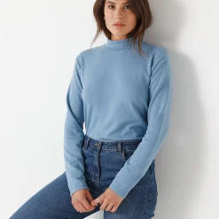 Warm T-shirt met lange mouwen, opstaande kraag
