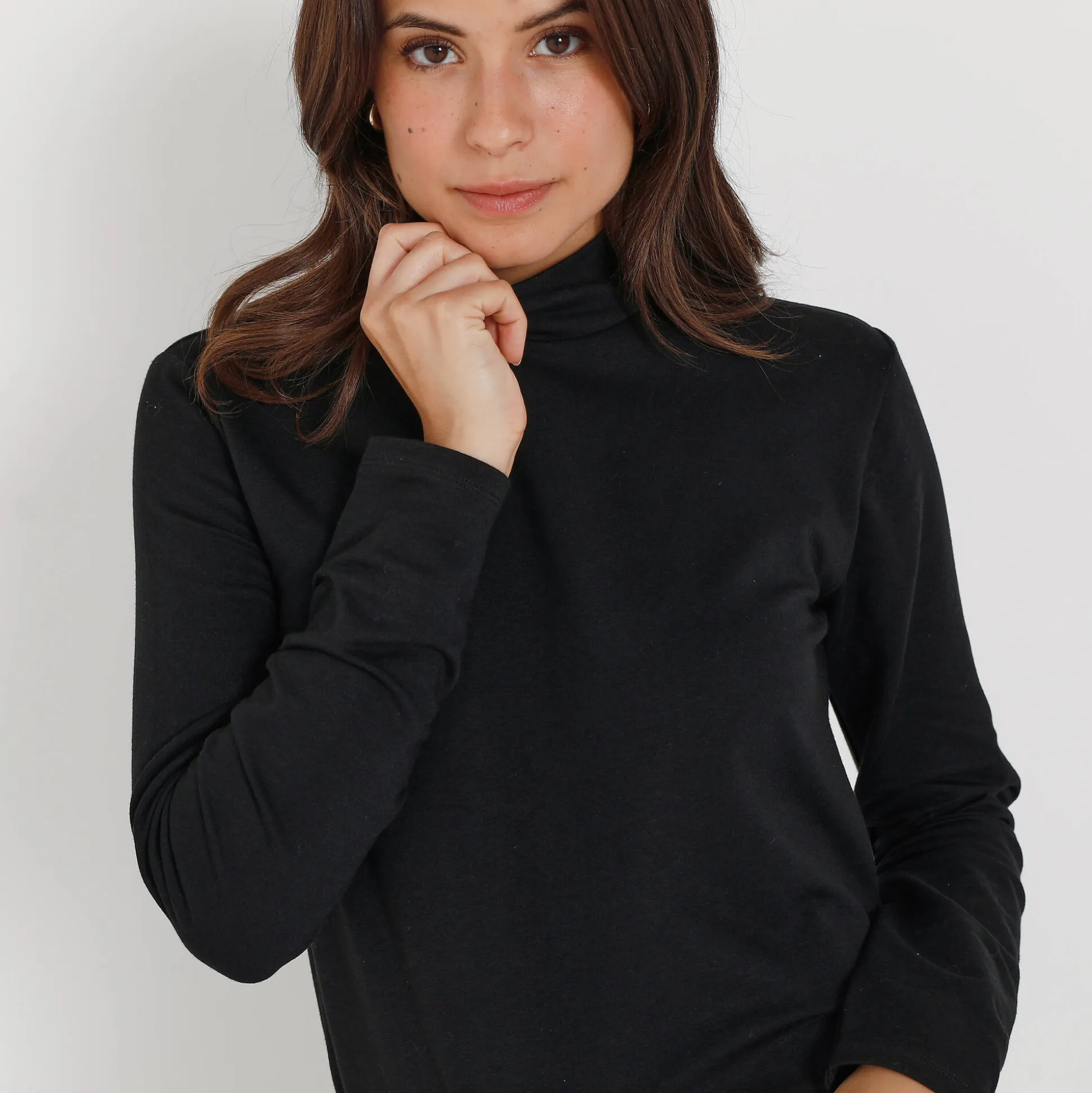 Warm T-shirt met lange mouwen, opstaande kraag