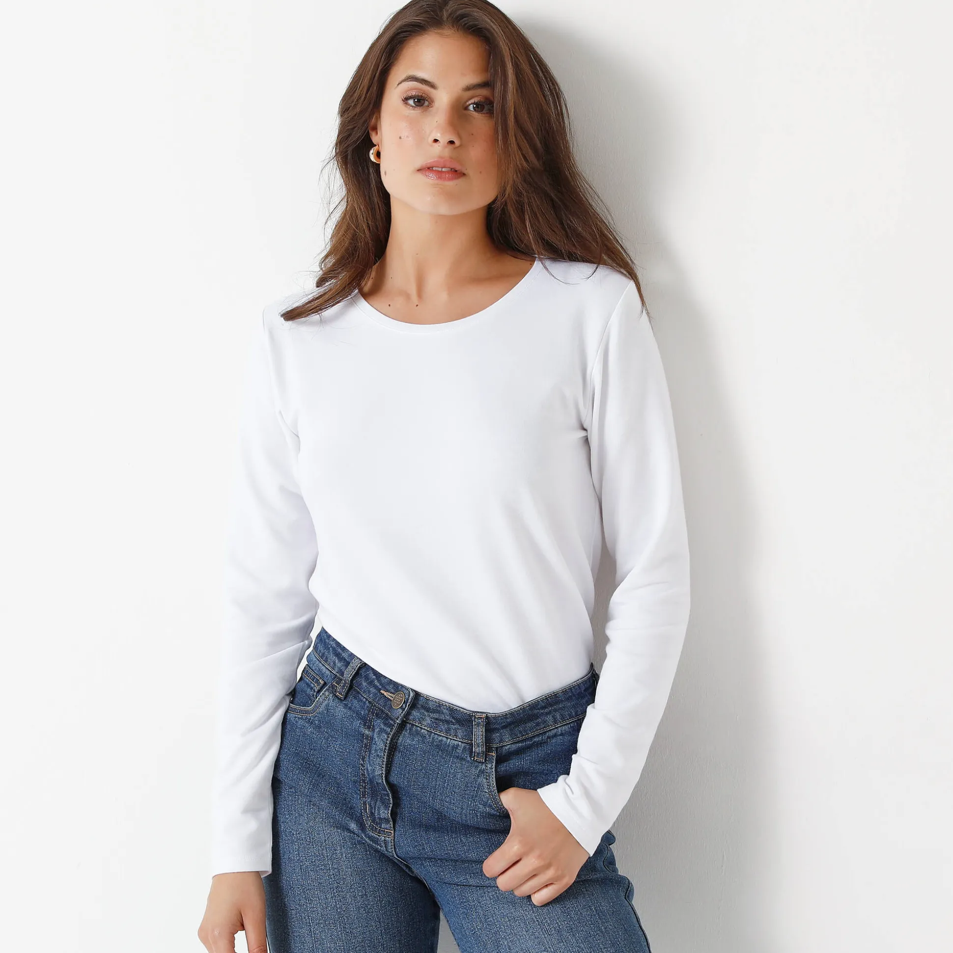Warm T-shirt met lange mouwen, ronde hals