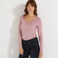 Warm T-shirt met lange mouwen, in wolmengeling