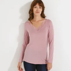 Warm T-shirt met lange mouwen, in wolmengeling