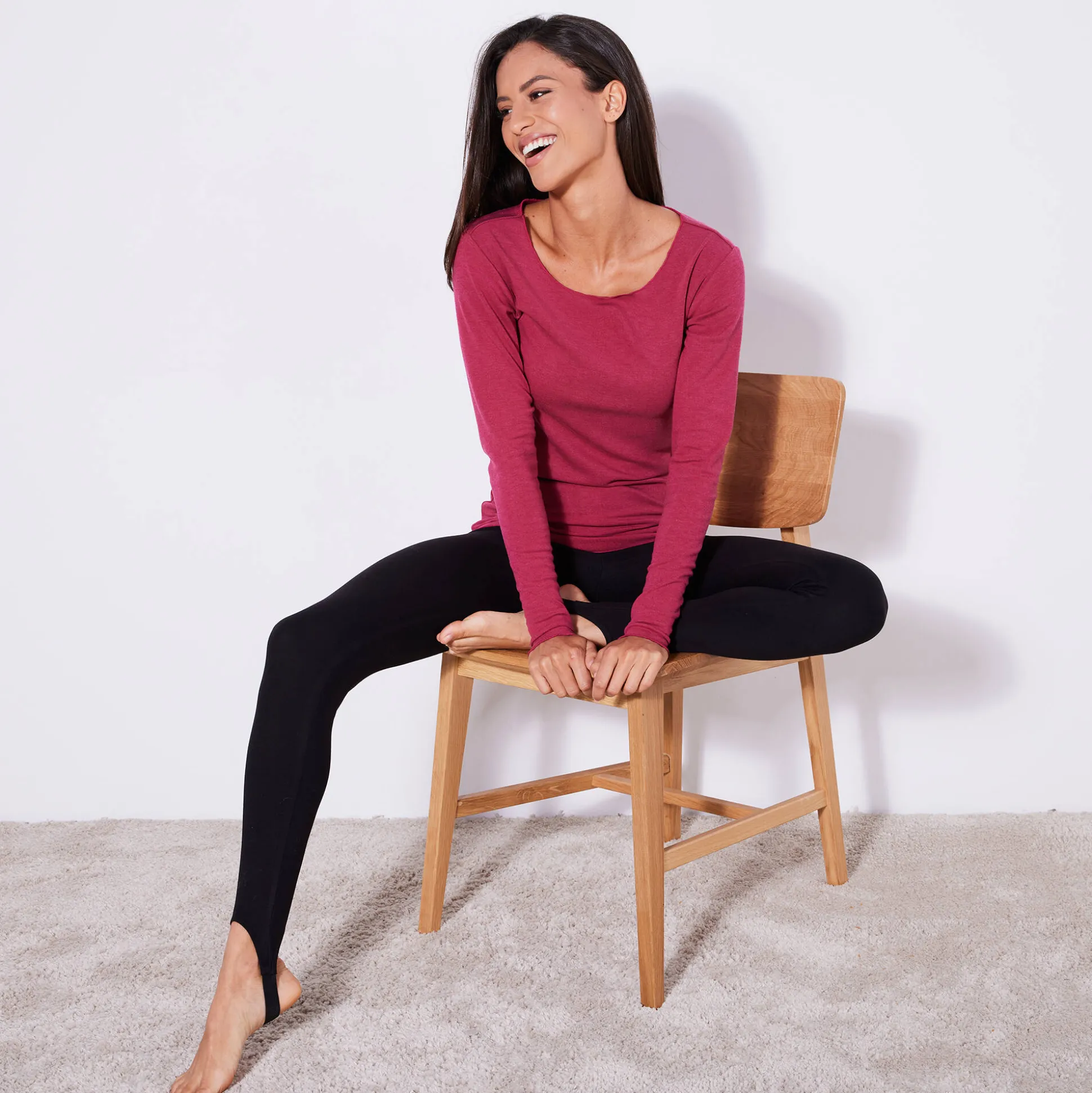 Warm T-shirt met lange mouwen en ronde hals