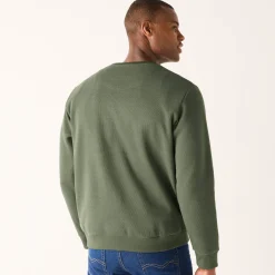 Warme sweater met ronde hals, borduursel op de borst, in ribtricot