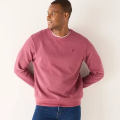 Warme sweater met ronde hals, borduursel op de borst, in ribtricot