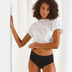Wasbaar menstruatiebroekje in biokatoen(**) met hoge taille - zware vloed