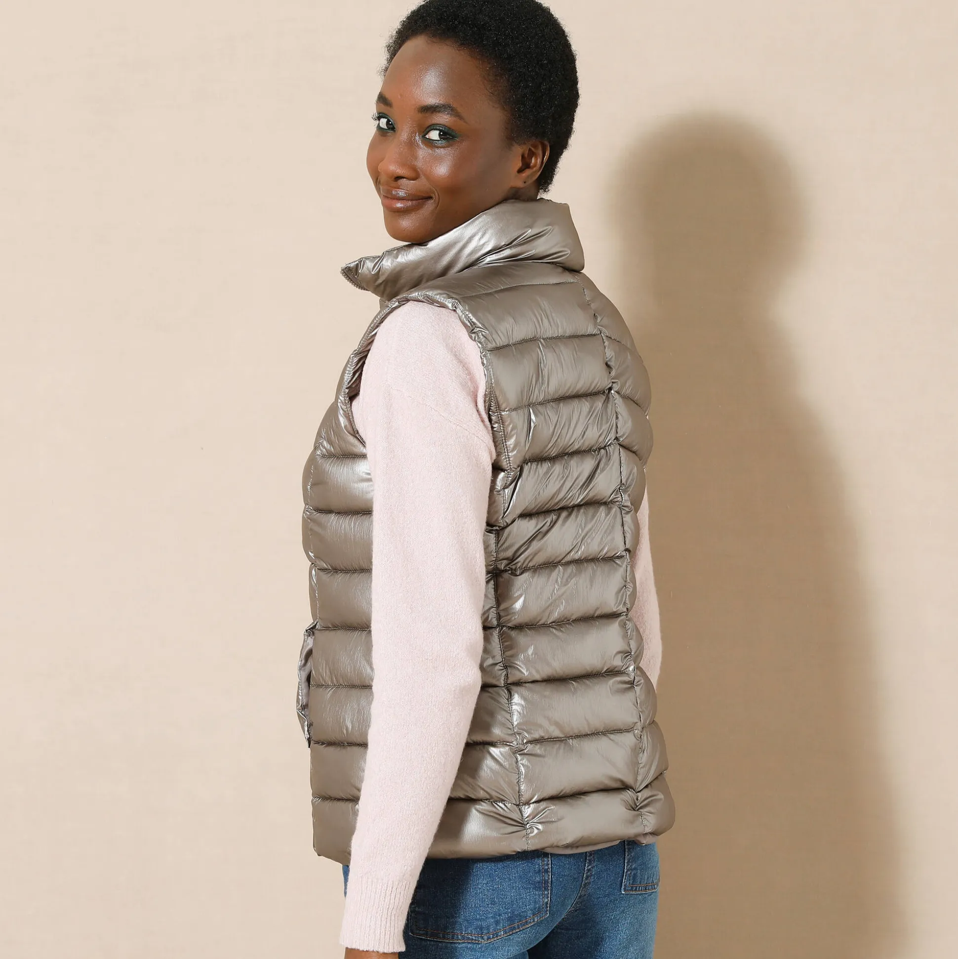 Waterafstotende metallic bodywarmer