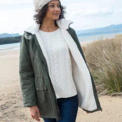 Waterafstotende parka met kap, voering van sherpafleece