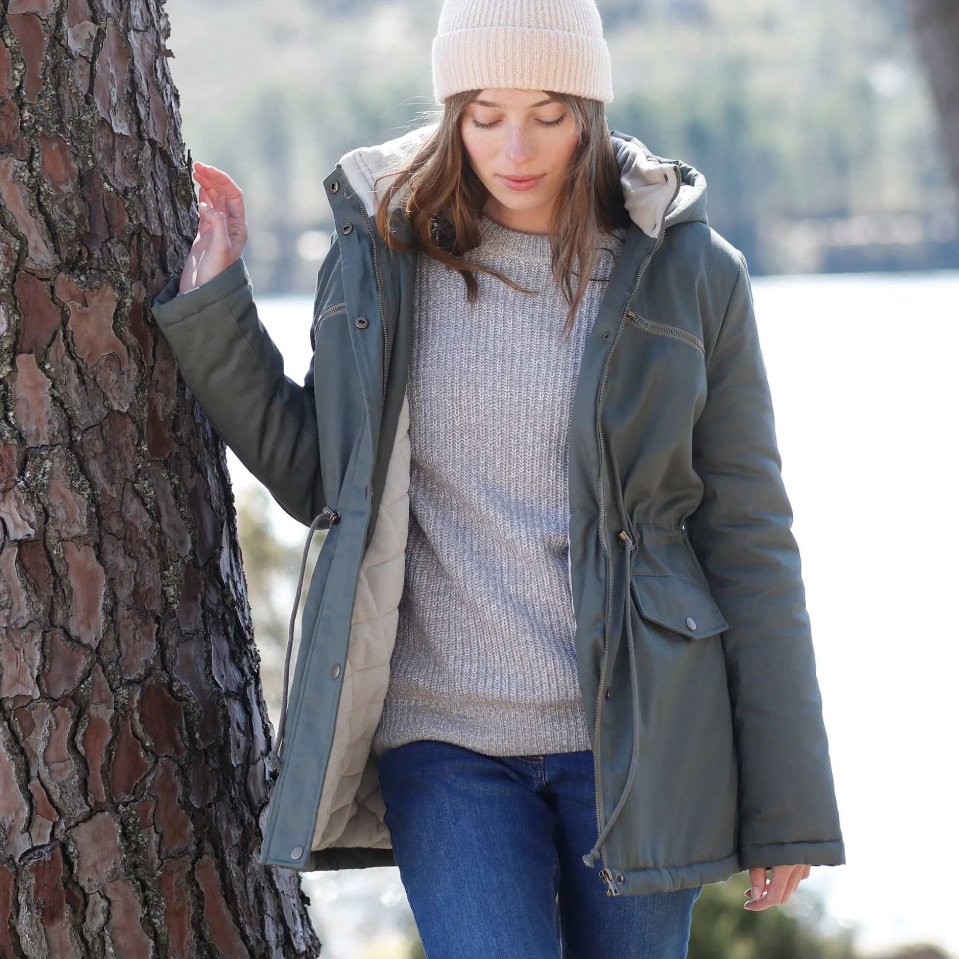 Waterafstotende parka met fleecevoering