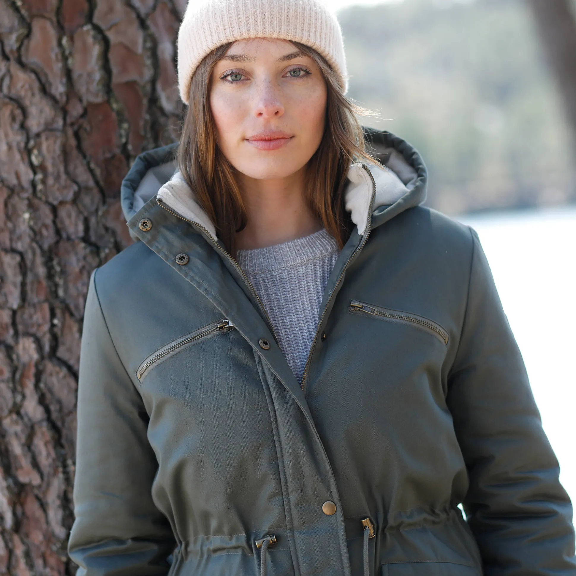 Waterafstotende parka met fleecevoering