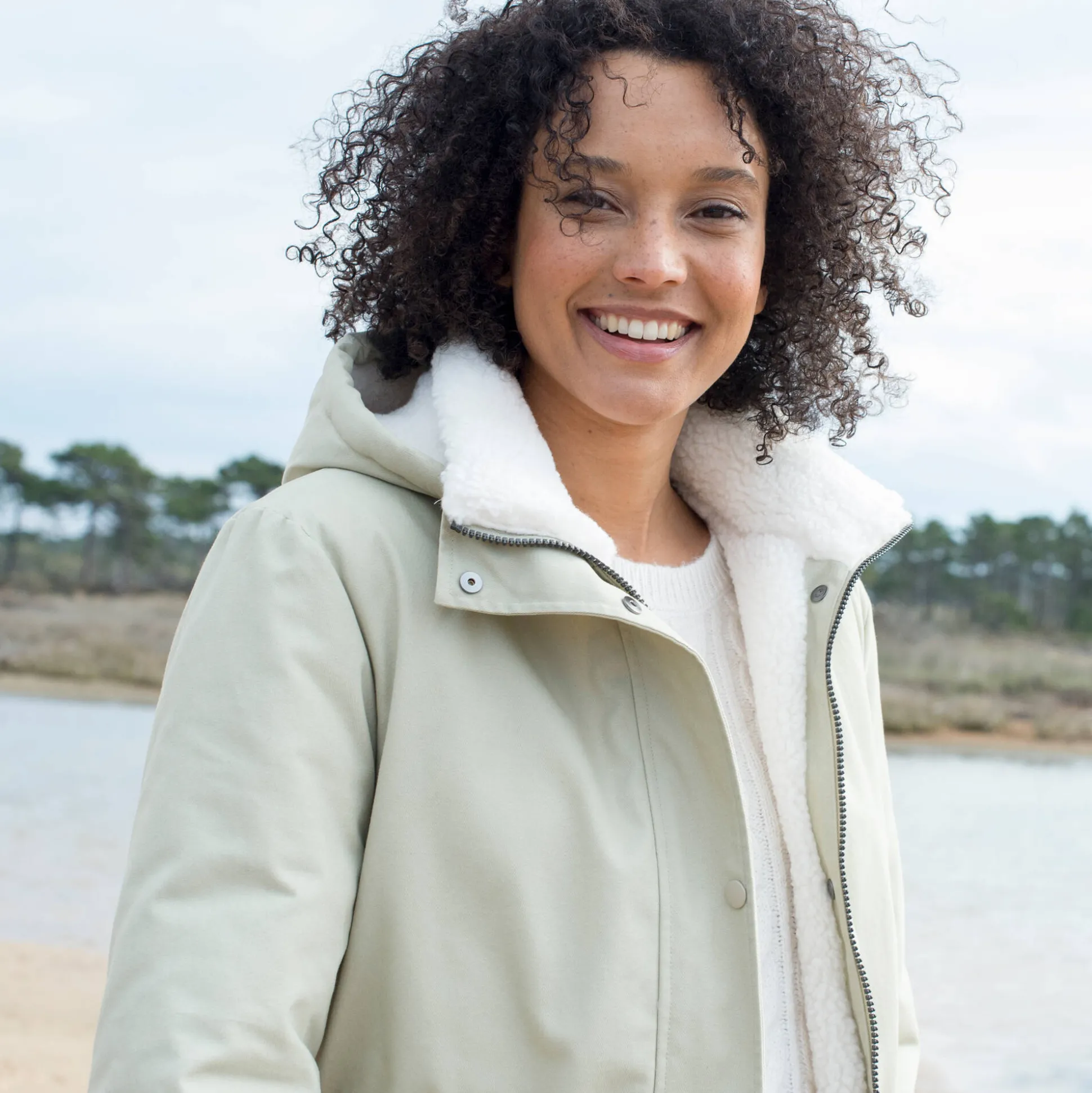 Waterafstotende parka met kap, voering van sherpafleece