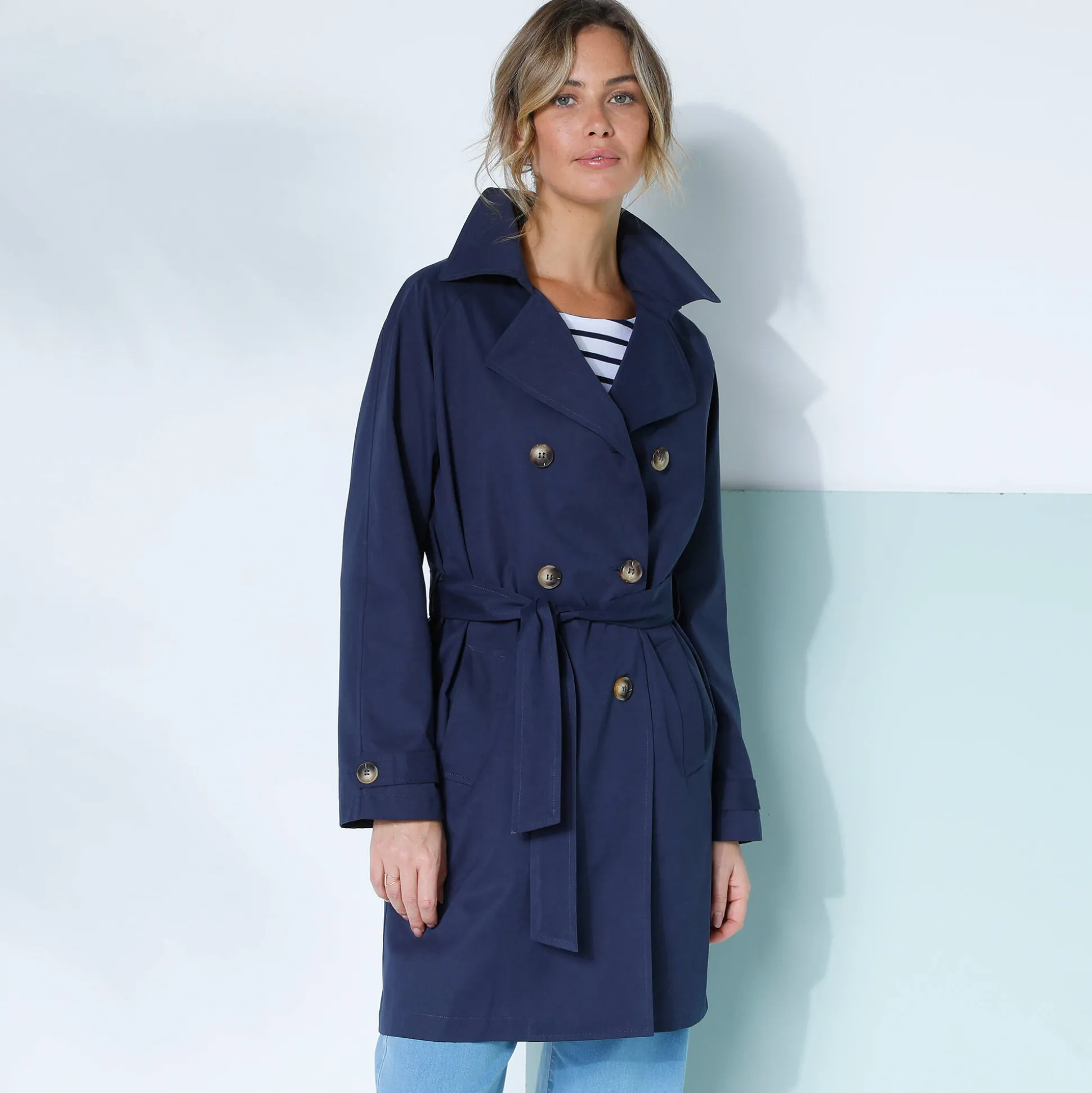 Waterafstotende trenchcoat met verwijderbare ceintuur