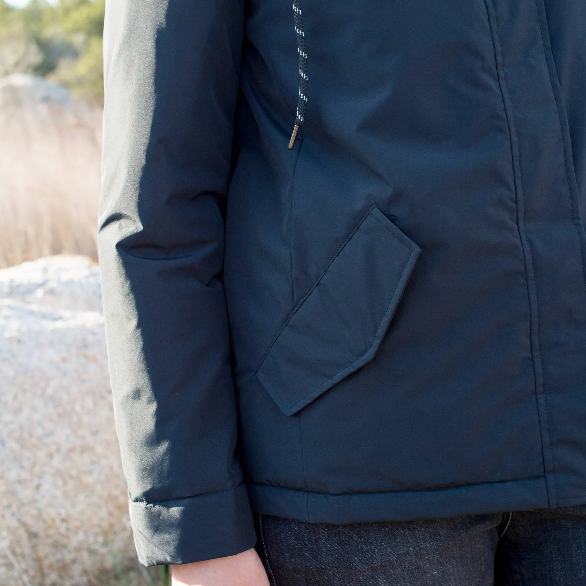 Waterdichte parka met rits en kap