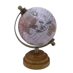 Wereldbol in klein model, hout en metaal