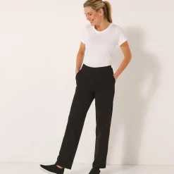 Wijde broek in molton met elastische taille