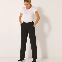 Wijde broek in molton met elastische taille