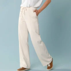 Wijde broek in soepel tricot, kleine lengtes