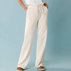 Wijde broek in soepel tricot, kleine lengtes