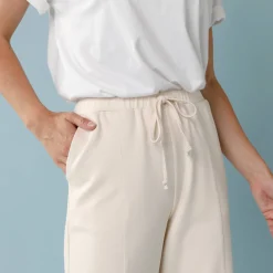 Wijde broek in soepel tricot, kleine lengtes