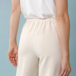 Wijde broek in soepel tricot, kleine lengtes