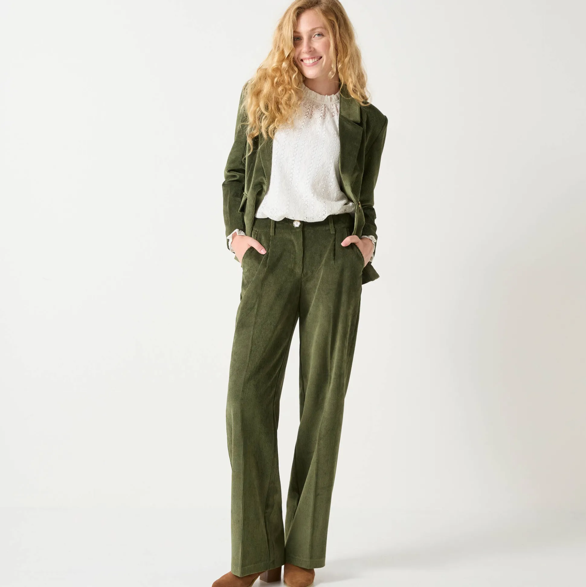 Wijde broek in velours