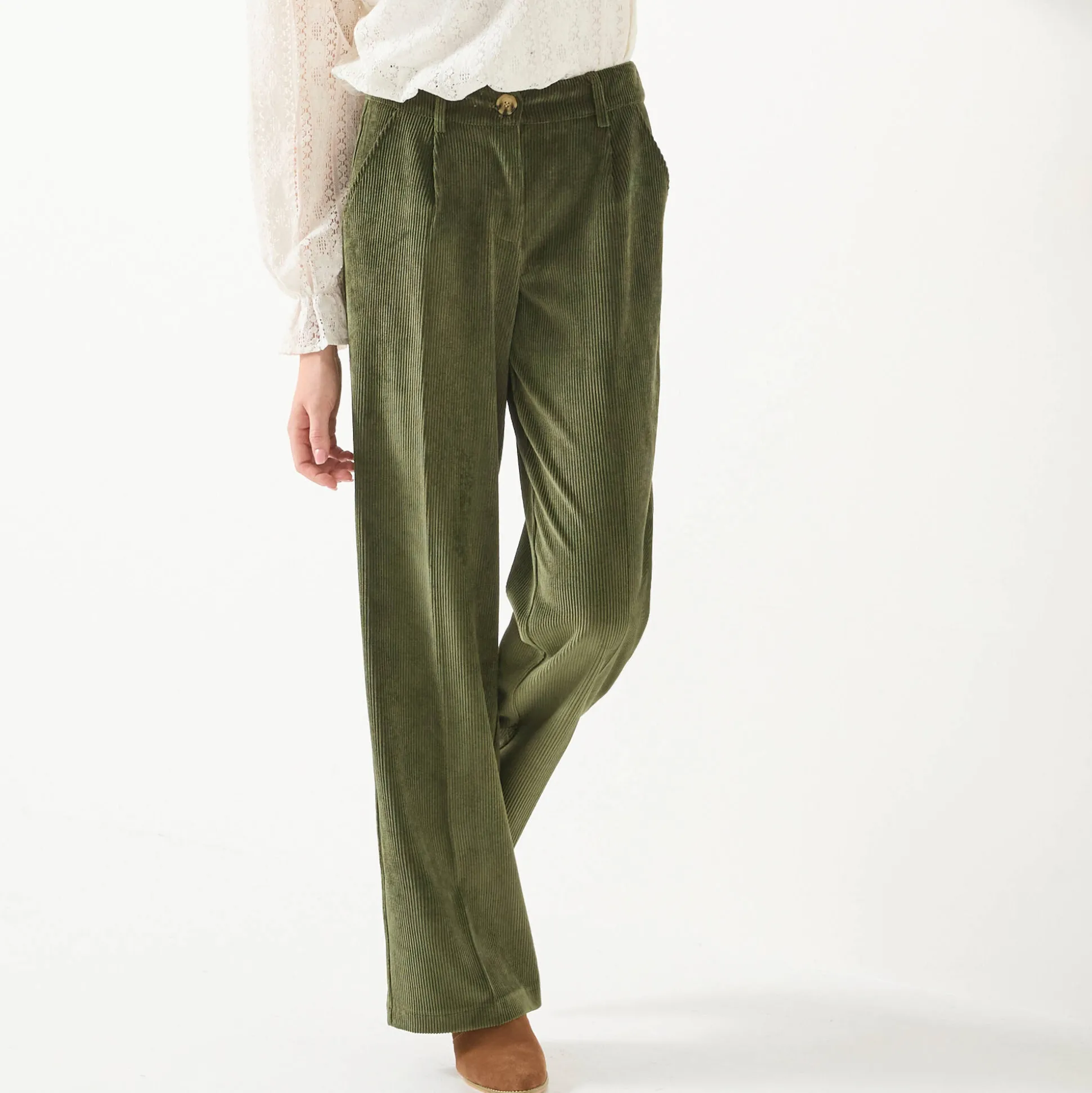 Wijde broek in velours