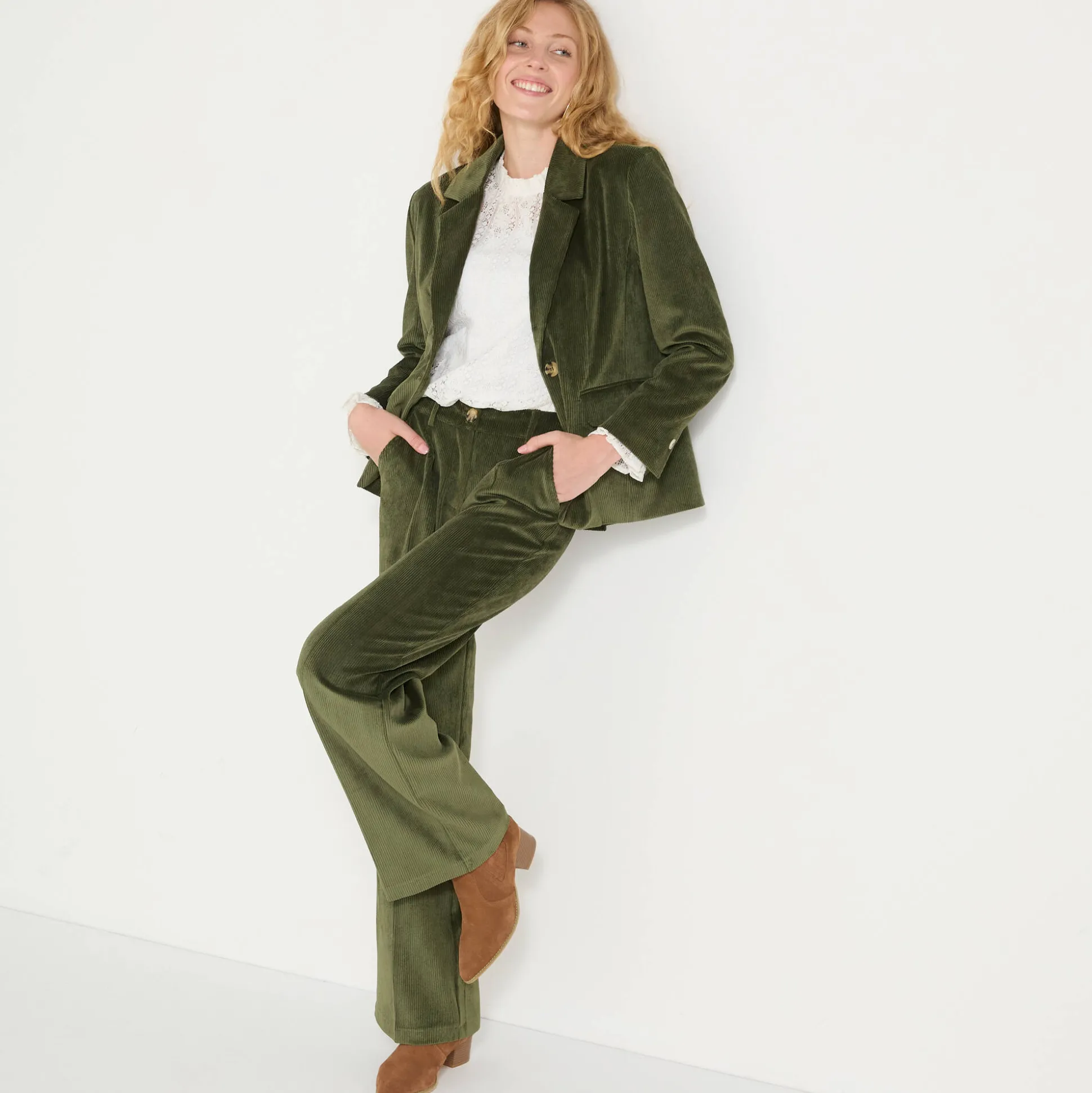 Wijde broek in velours