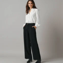Wijde broek met bandplooien