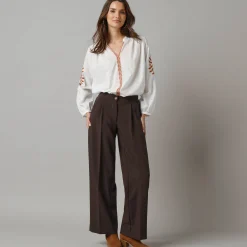 Wijde broek met bandplooien
