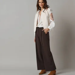 Wijde broek met bandplooien
