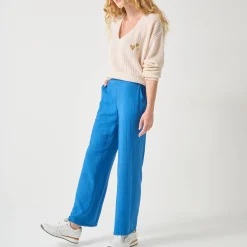 Wijde broek met materiaaleffect