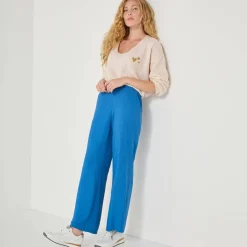 Wijde broek met materiaaleffect
