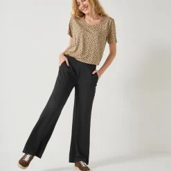 Wijde broek met materiaaleffect