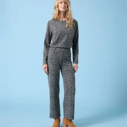 Wijde broek Special voor kleine lengtes met luipaardprint, geribd