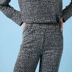 Wijde broek Special voor kleine lengtes met luipaardprint, geribd