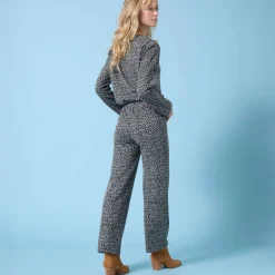 Wijde broek Special voor kleine lengtes met luipaardprint, geribd