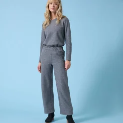 Wijde broek Special voor kleine lengtes effen, geribd