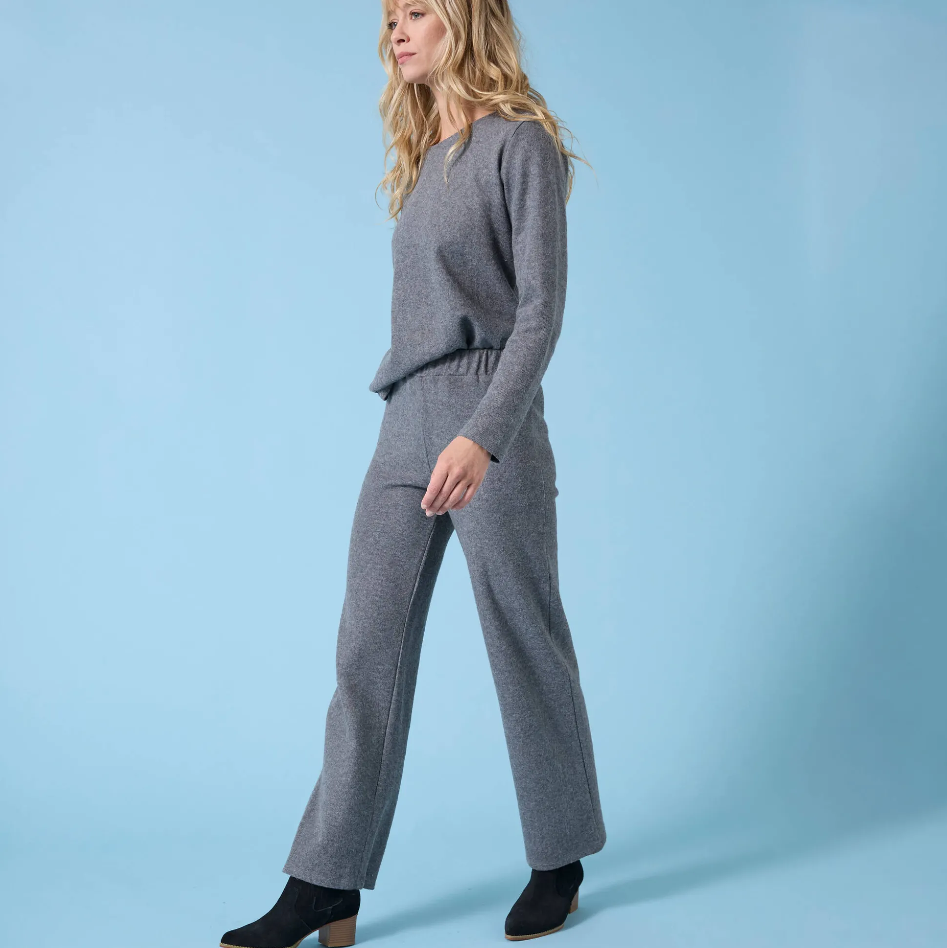 Wijde broek Special voor kleine lengtes effen, geribd