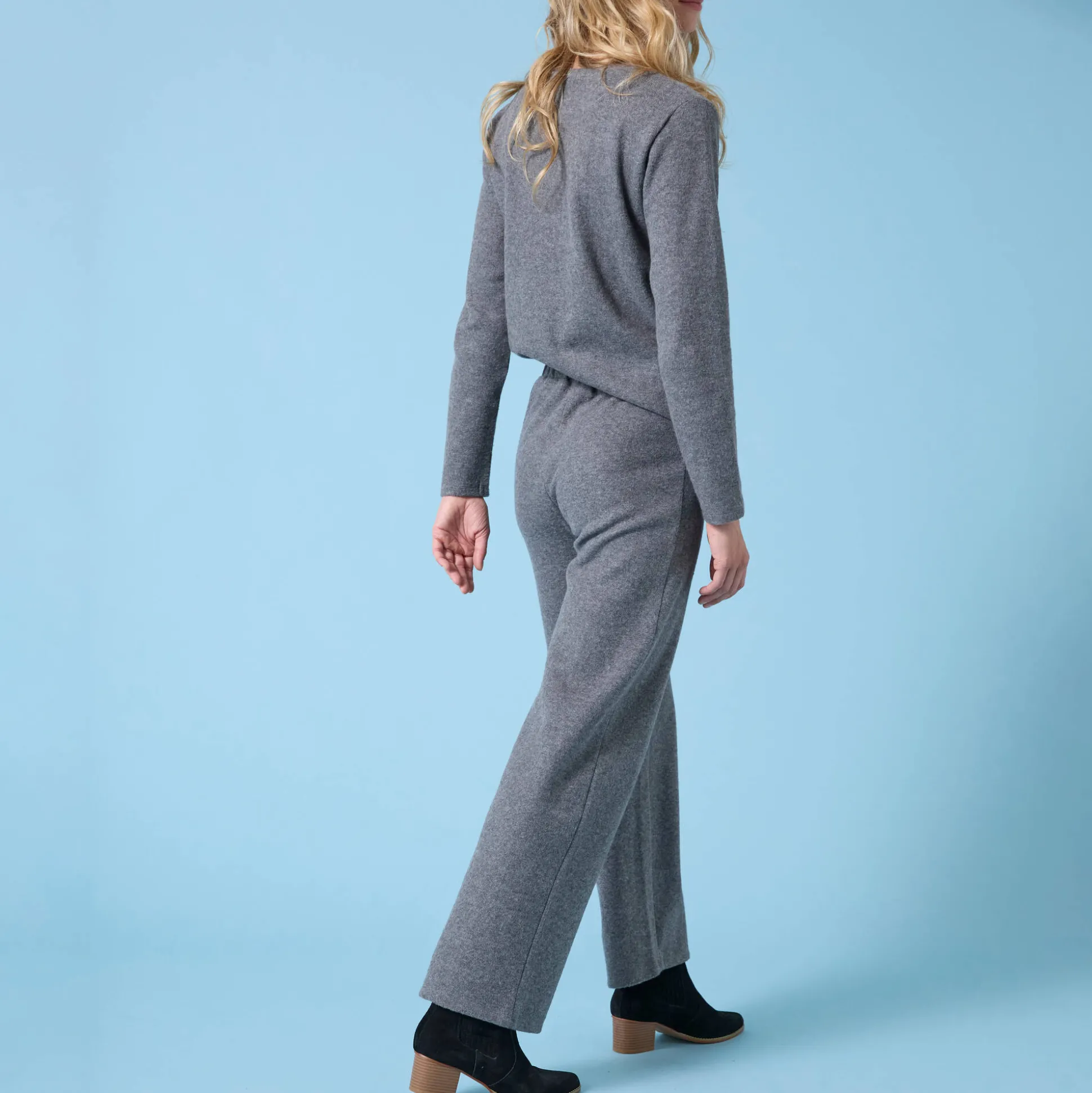 Wijde broek Special voor kleine lengtes effen, geribd