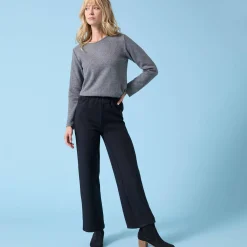 Wijde broek Special voor kleine lengtes effen, geribd