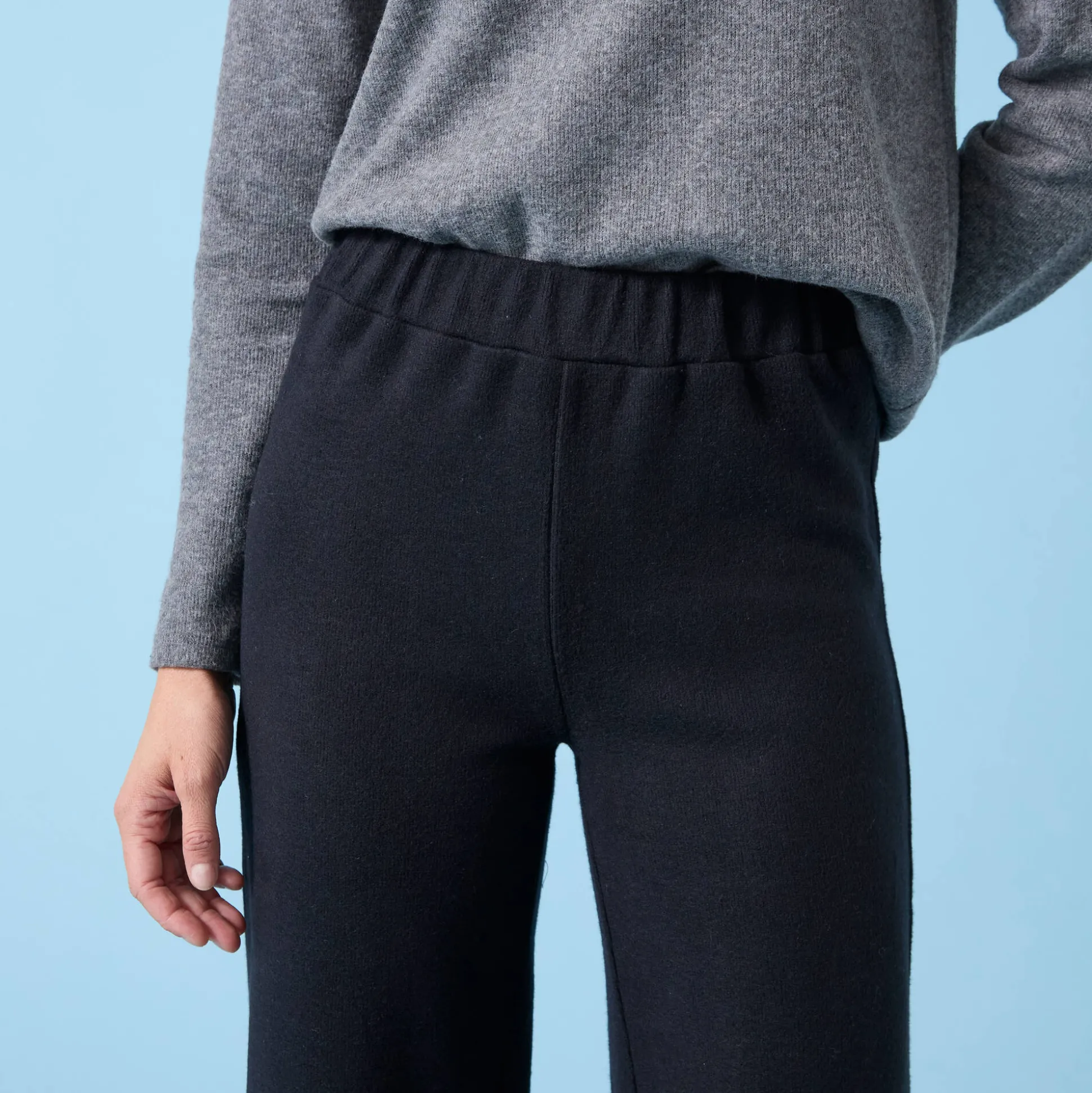 Wijde broek Special voor kleine lengtes effen, geribd