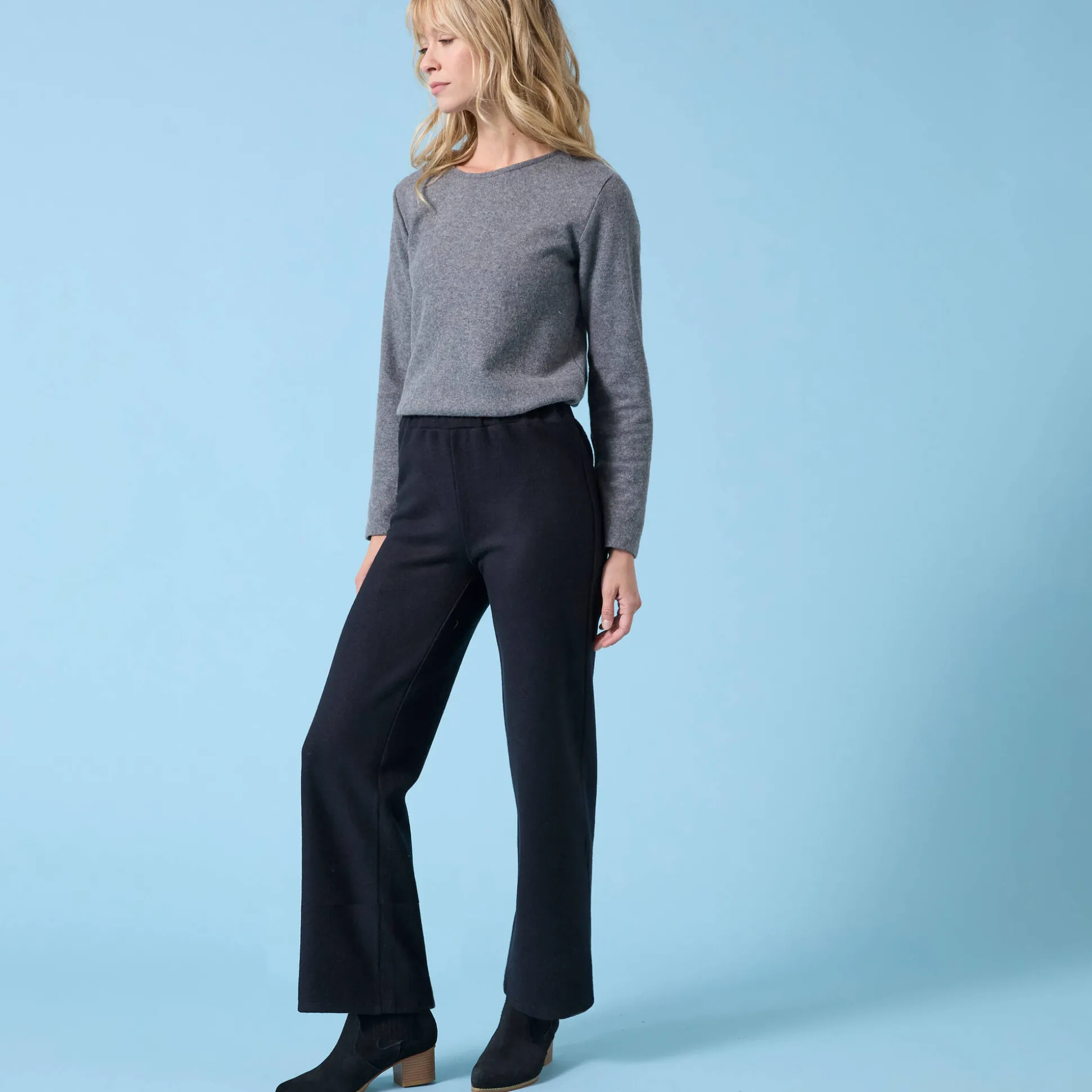 Wijde broek Special voor kleine lengtes effen, geribd