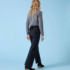 Wijde broek Special voor kleine lengtes effen, geribd