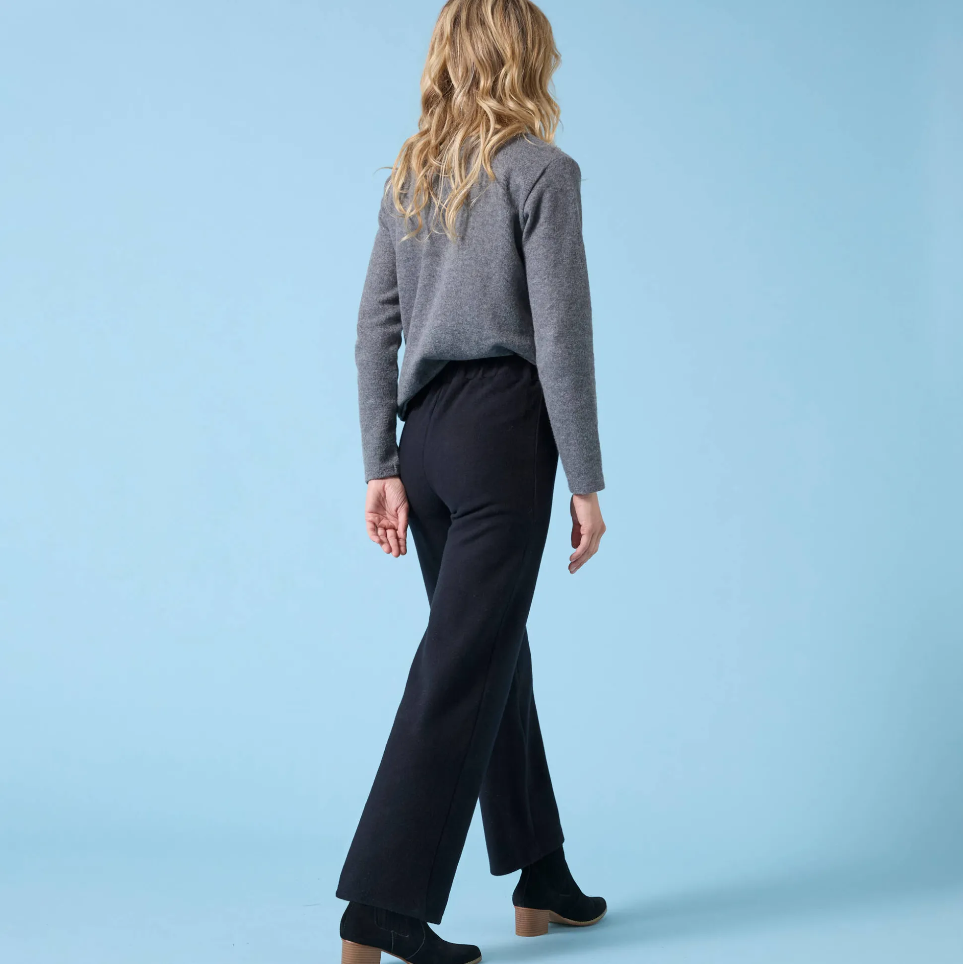 Wijde broek Special voor kleine lengtes effen, geribd