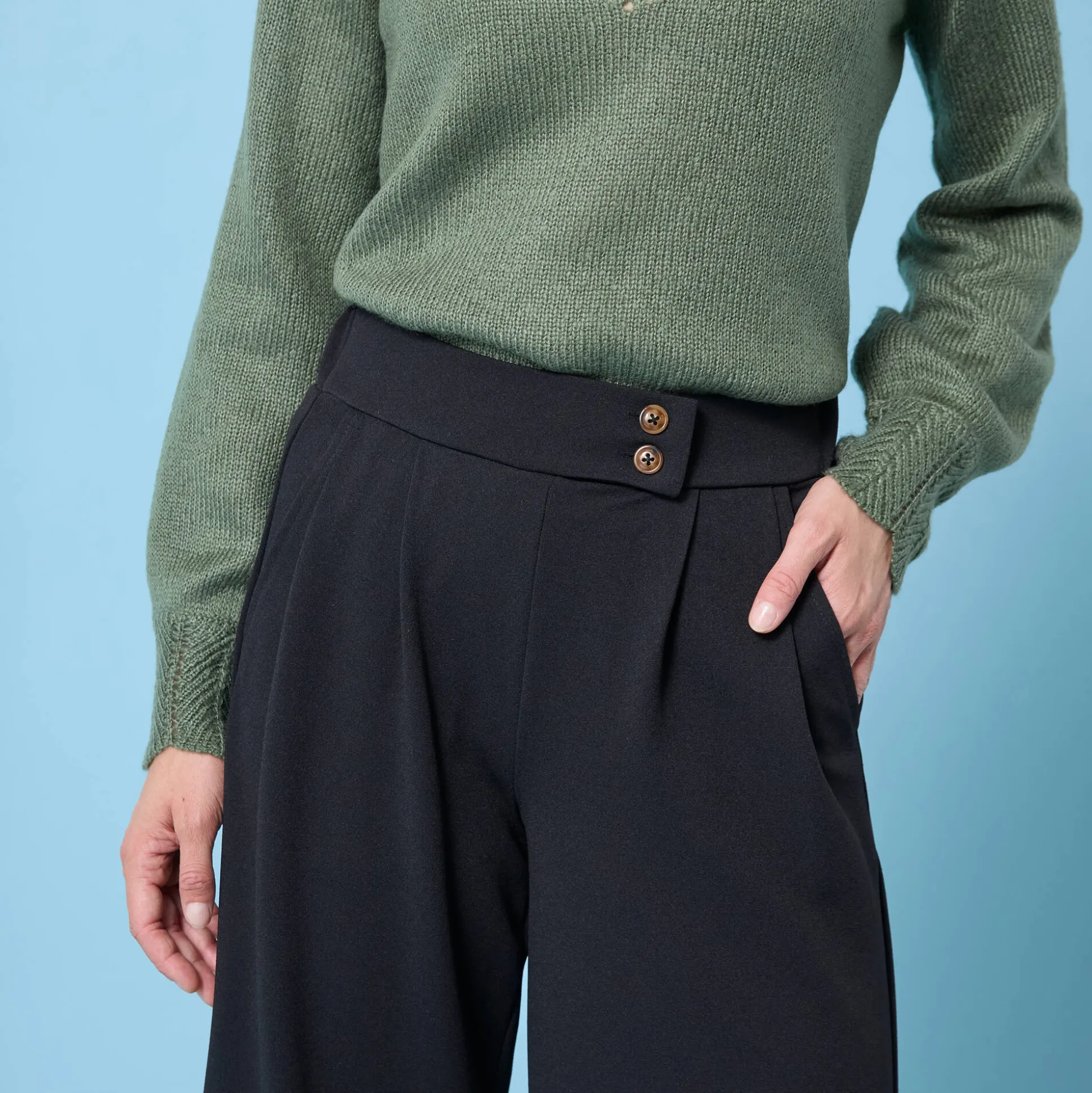 Wijde broek Special voor kleine lengtes, crêpe