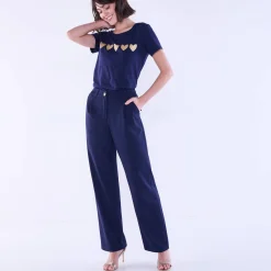 Wijde rechte broek, effen