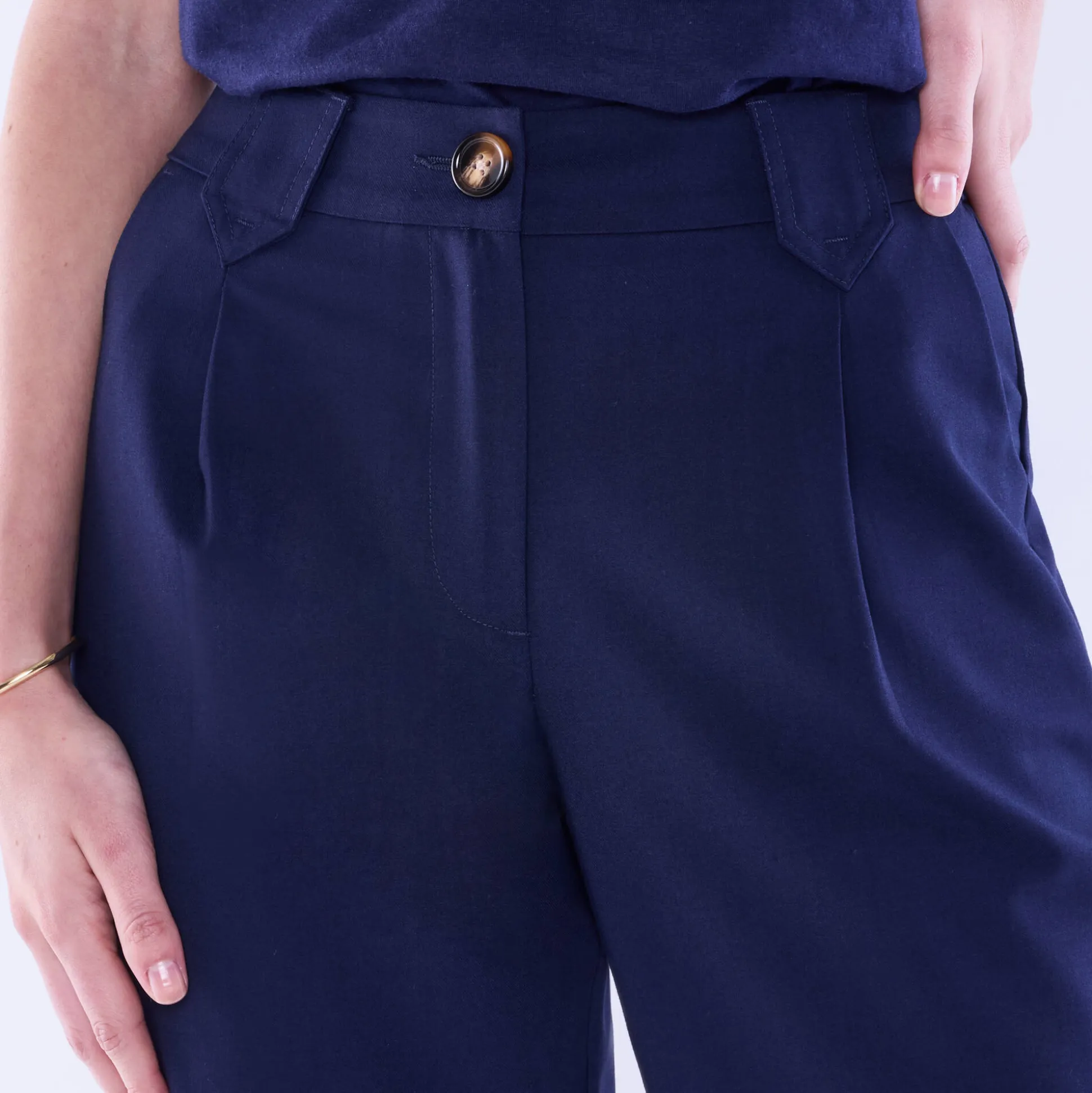 Wijde rechte broek, effen