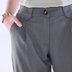 Wijde rechte broek, effen