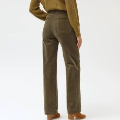 Wijde velours broek met hoge taille, gemiddelde lengte